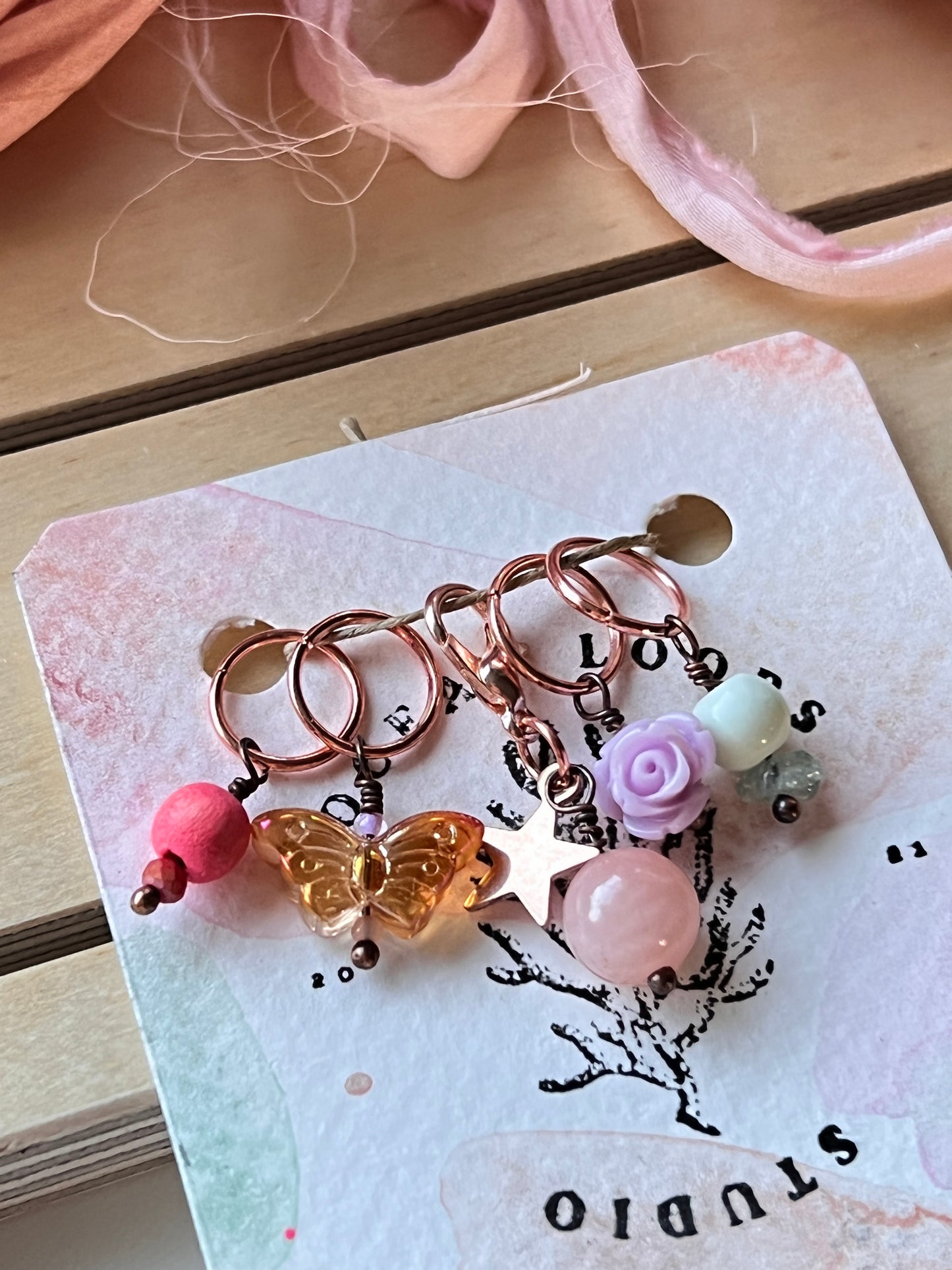 Butterfly Rose Stitch Marker Set