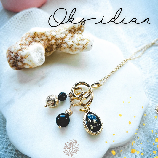 Obsidian Stitch Marker Necklace