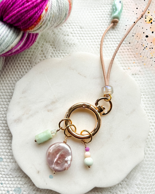 Leather Cord Stitch Marker Necklace-M.O.P. Coin