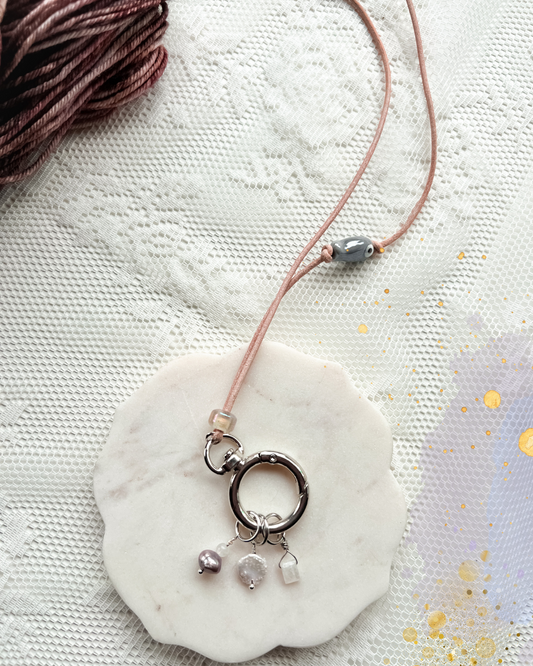 Leather Cord Stitch Marker Necklace- Grey