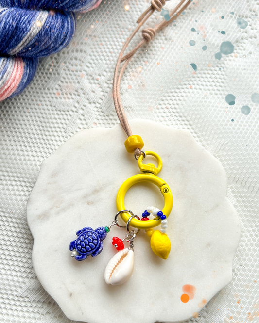 Leather Cord Stitch Marker Necklace- Lemon