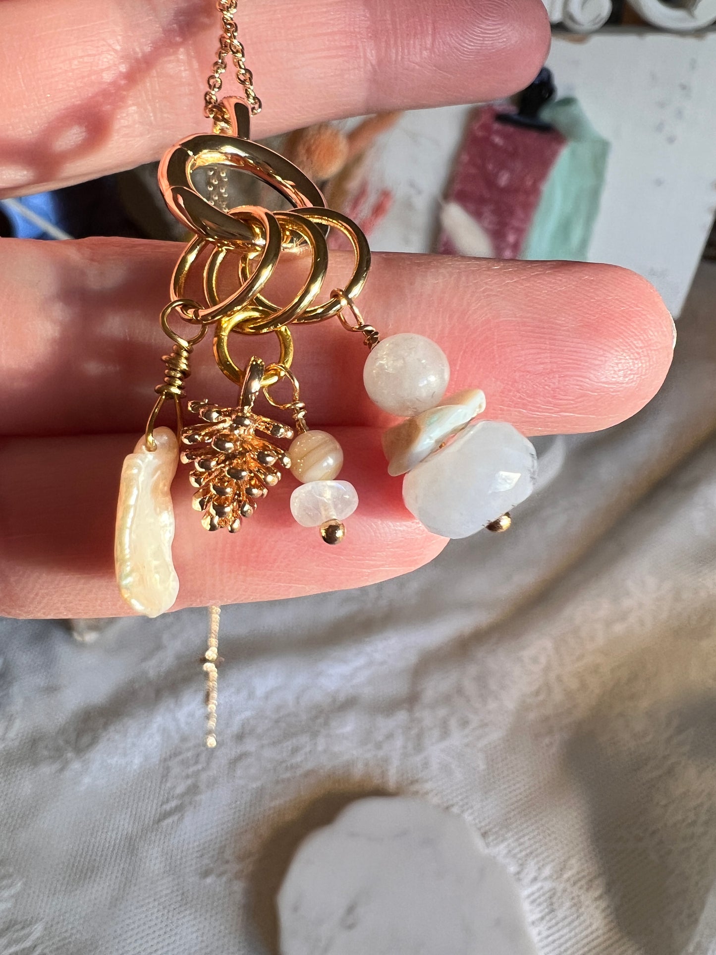 Moonlit Opal Stitch Marker Necklace