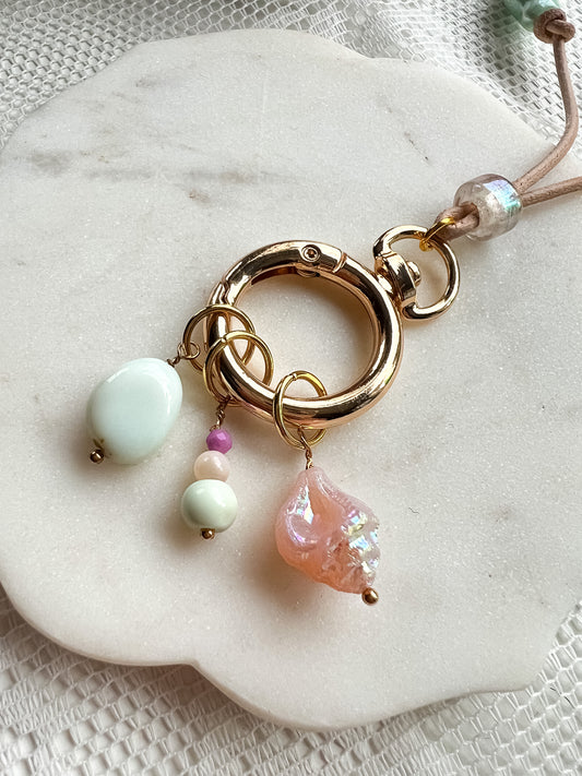 Leather Cord Stitch Marker Necklace-Opal