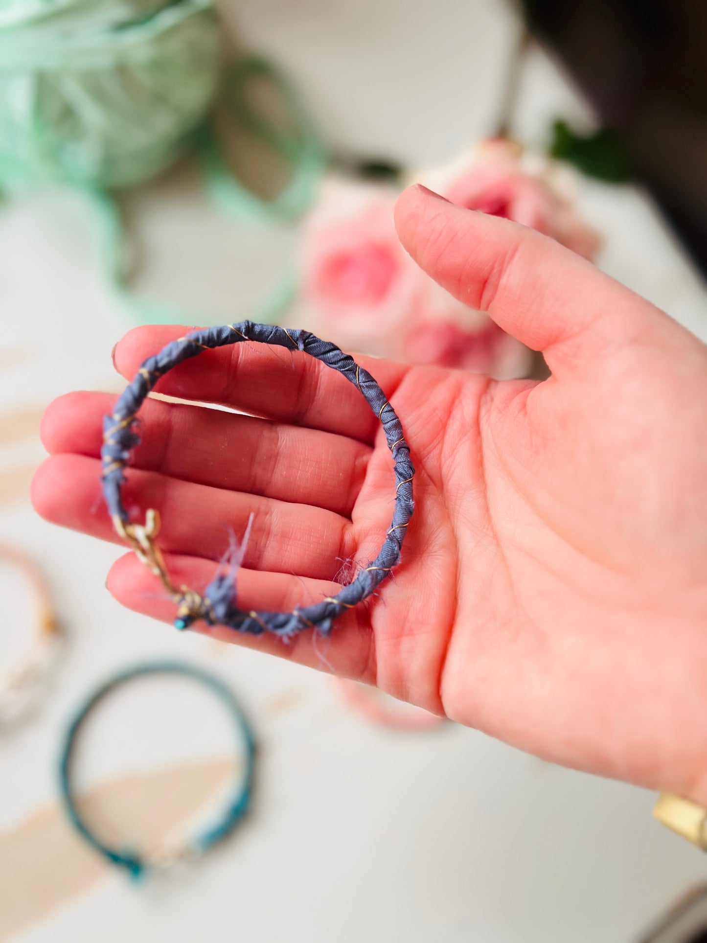 Silk-Wrapped Stitch Marker Bracelet